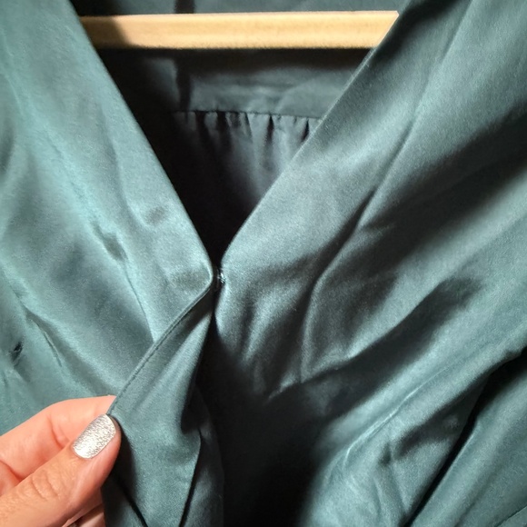 Marie Oliver Rare Silk Hunter Green Cross-front peplum blouse size XS - Picture 11 of 11